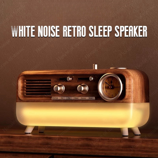 White Noise Retro Wake-up Lamp Ornaments Multifunctional Wireless Bluetooth Speakers Clock Atmosphere Nightlight