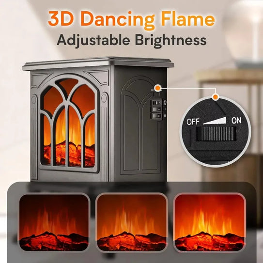 Portable Electric Fireplace Heater Stove Freestanding Infrared Stove, Black