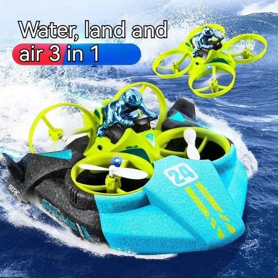 Remote Control Car Remote Control Boat Remote Control Airplane Three In One Stunt Flying Car Water Land Air Children'S Toy Gift