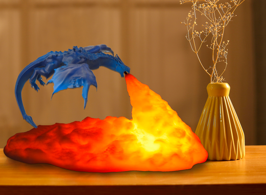 3D Room Decor Print LED Fire Dragon Ice Dragon Lamps