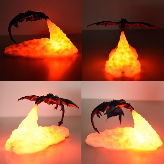 3D Room Decor Print LED Fire Dragon Ice Dragon Lamps