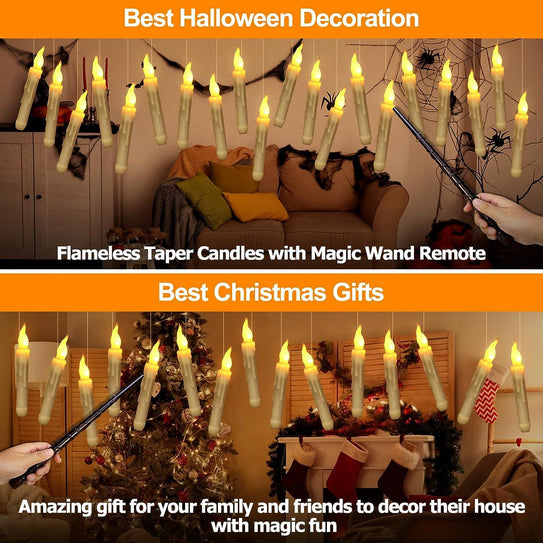 Halloween Flameless Candles Light Magic Wand Remote