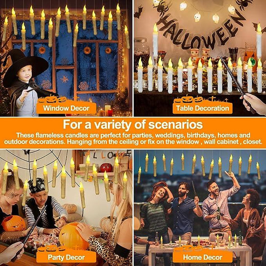 Halloween Flameless Candles Light Magic Wand Remote