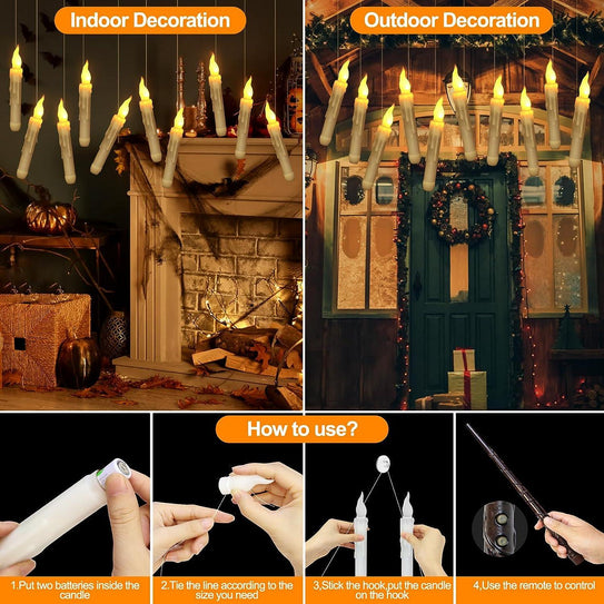 Halloween Flameless Candles Light Magic Wand Remote