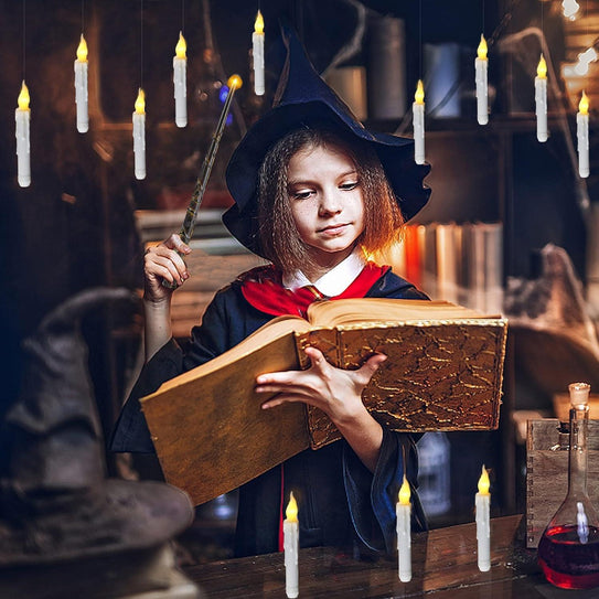 Halloween Flameless Candles Light Magic Wand Remote
