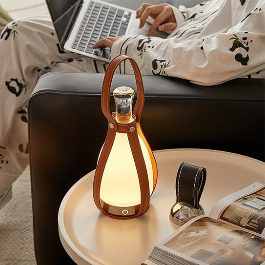 Medieval wireless touch wine bottle table lamp portable retro dimming charging atmosphere table lamp