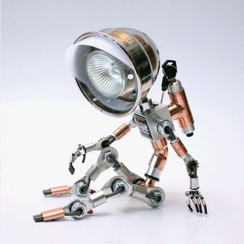 Handmade Steampunk Robot Melting Candle Warmer Lamp