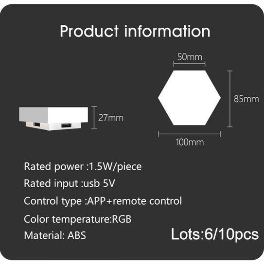 Smart DIY Wall Lamps RGB Bedside Lamp with APP/Remote Control